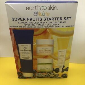 New Earth to Skin Super Fruits Starter Box Set Day & Eye Cream, Cleanser, Mask